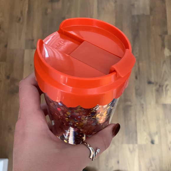 NWT Confetti Hot/Cold Cup | Packed Party | Pumpkin Spice Glitter | Orange Cup - Picture 3 of 3